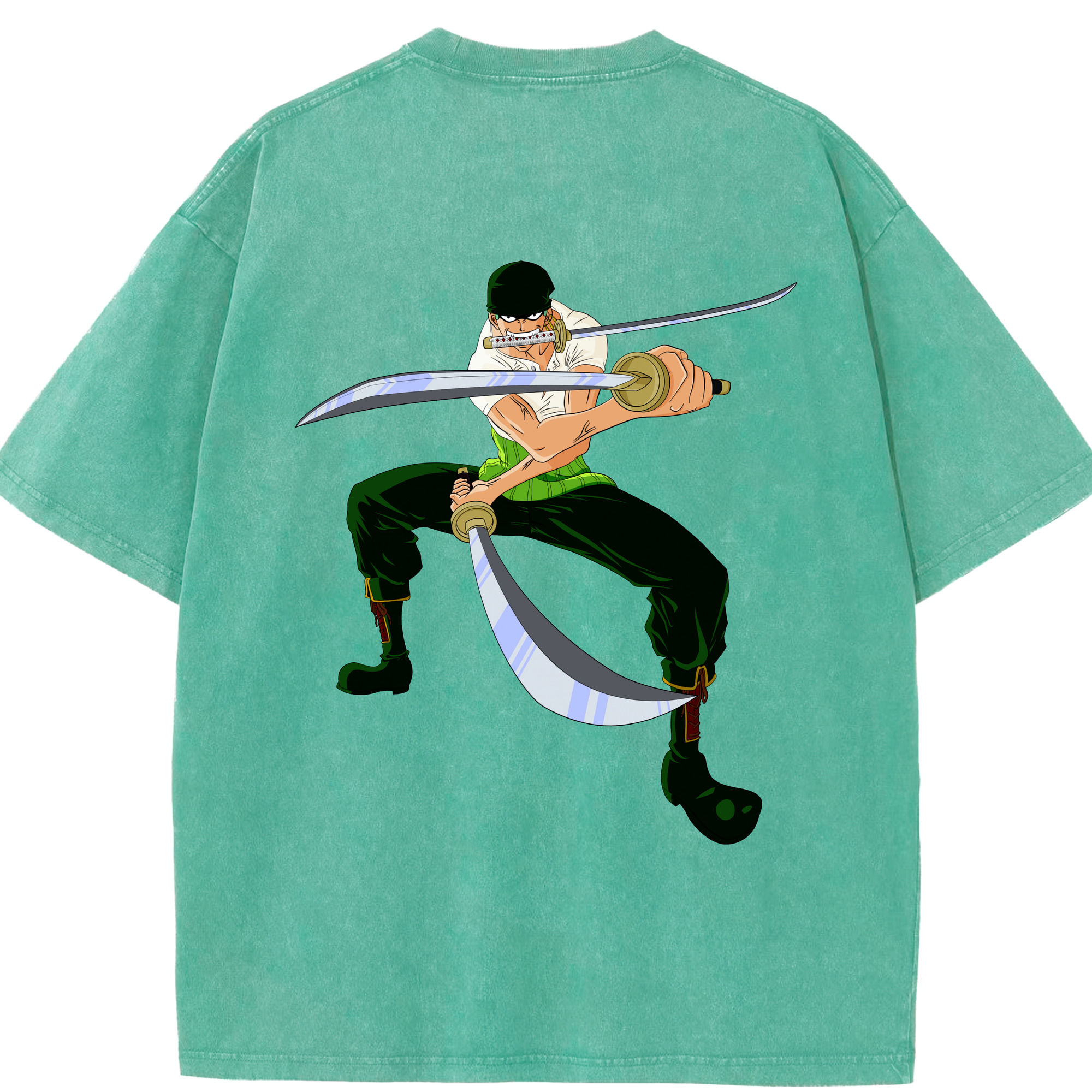ワンピース ロロノア・ゾロ ONE PIECE Roronoa Zoro 綿100% ヴィンテージ風 半袖Tシャツ（背面プリント）